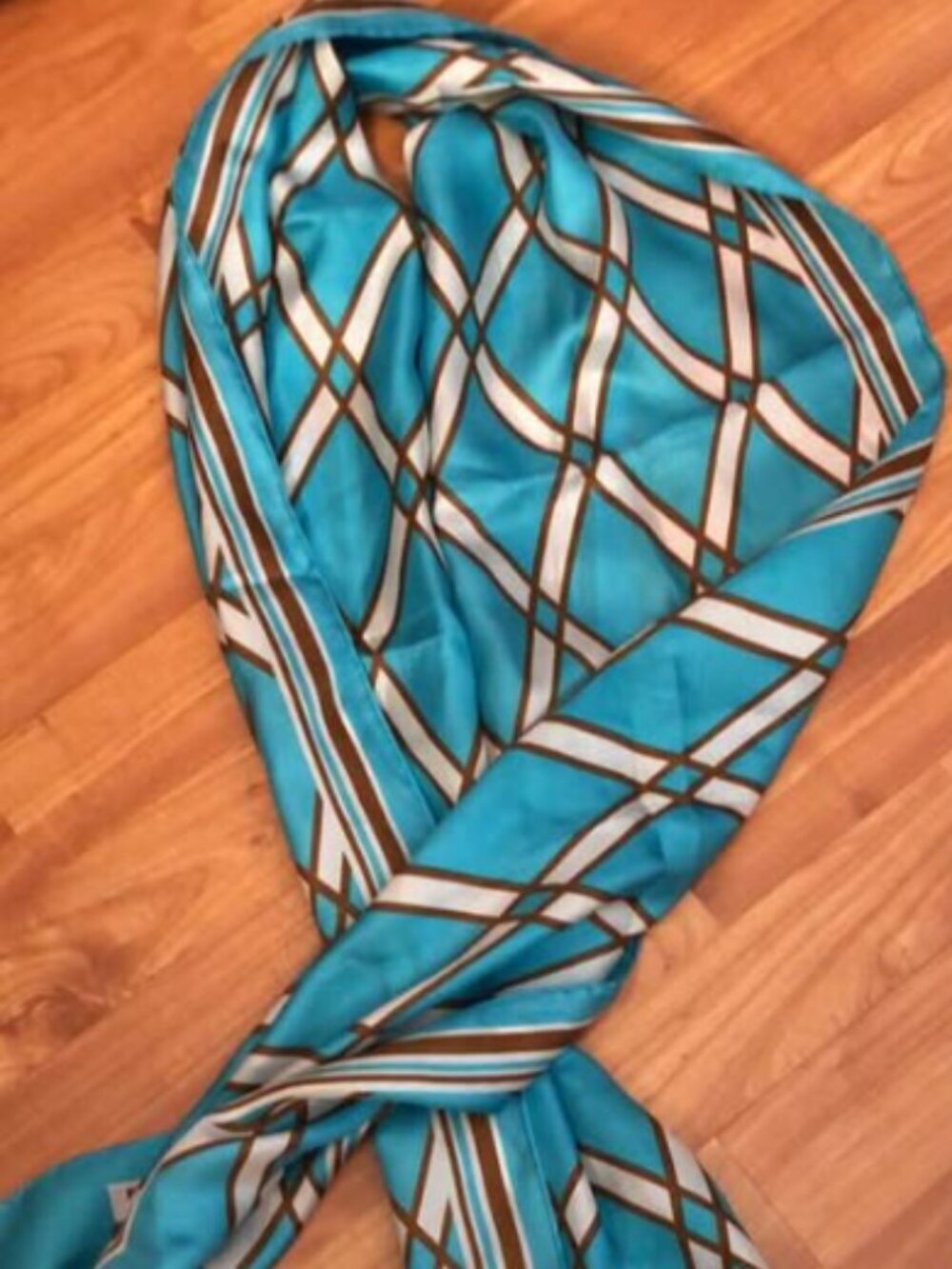 Vintage Sally Gee Scarf Teal Brown